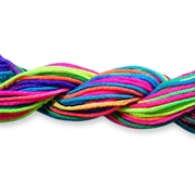 Knyttesnor - Nylonsnor. Fluorescerende multifarve. 2 mm. 12 meter